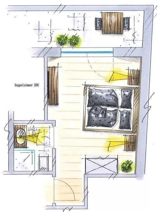 kleineres Doppelzimmer mit Panoramablick für 2 Personen