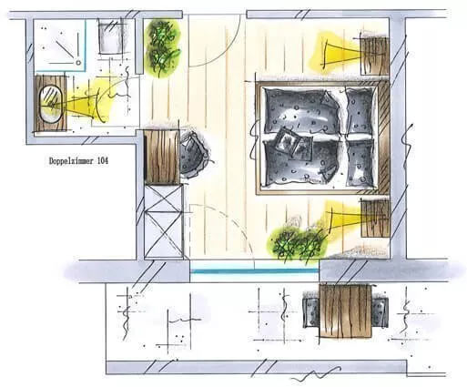 kleineres Doppelzimmer mit Panoramablick für 2 Personen